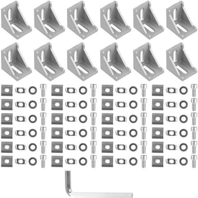 12 stuks aluminium profielen, hoekprofiel, 30 x 30 mm, hoekprofiel, aluminium hoekconnector, 90 graden hoekverbinding, bevestigingsmateriaal voor steunprofiel, montageprofiel, voor 3D-printers