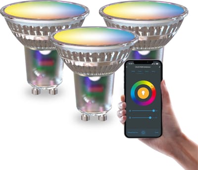 Calex Slimme LED Lamp - Set van 3 stuks - GU10 kleurlamp - Wifi Verlichting - Smart lamp - Dimbaar - RGB en Warm Wit licht - 4.9W