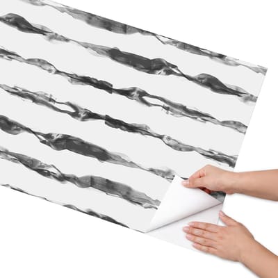 Coloray Meubel Wrap Folie - Zwart-wit Meubelfolie - 65x130 cm - Meubel Wrap Folie Moderne lijnen - Plakfolie Meubels - Modern Meubelfolie - Decoratiefolie Zelfklevend - Slaapkamer decoratie - Achtergronden en patronen