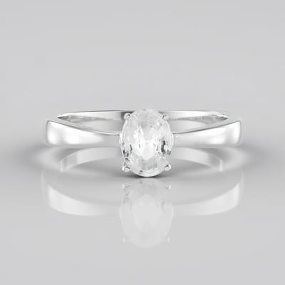Cavill - Zilveren ring 925 Sterling platina geplateerd - 0,95 ct ovale briljant geslepen zirkoon - elegante damesring maat 18