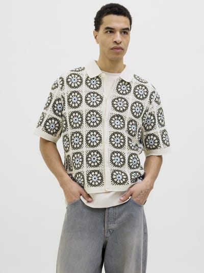 Jack & Jones Gebreide overhemd All-Over Print Gebreide overhemd