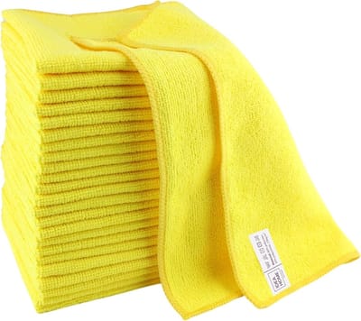 SnelShoppen - Microvezeldoeken 24 Stuks - Schoonmaakdoeken 30x30 cm - Ideaal voor Keuken, Thuis, Ramen - Geel, Vochtabsorberend, Snel Droog