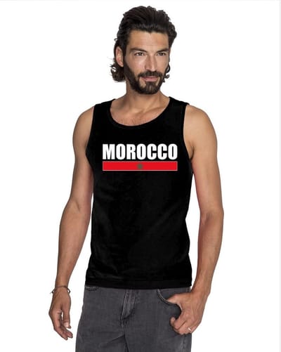 Zwart Marocco supporter mouwloos shirt heren - Marokko singlet shirt/ tanktop S