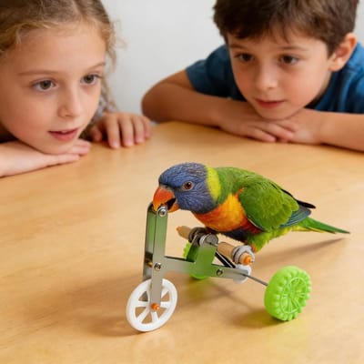 Vogel Trainingsfiets - Parkiet Speelgoed - Intelligentie Training - Papegaai Vriendelijk Ontwerp - 17 x 15 x 5 cm - Willekeurig