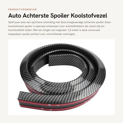 Dailygoods- Spoiler Universeel - Achterste Dak Spoiler - Koolstofvezel - Zacht Rubber - 1,5 m - Carbon Fiber Zwart - Autospoiler