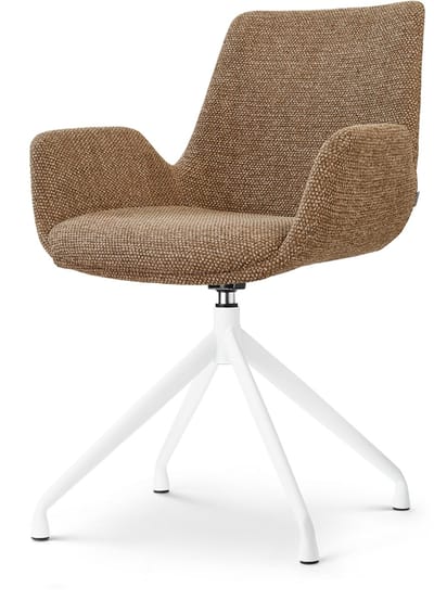 Nolon Nola-Eef draaibare Eetkamerstoel bruin blend - wit onderstel - armstoel - comfortabele zitting - scandinavisch