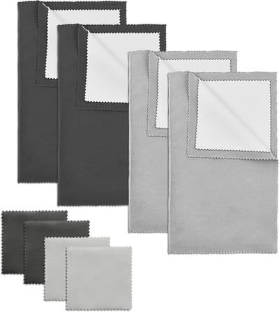 Zilverpoetsdoek - Grijs/Wit - 4 Stuks - Dubbelzijdige Microvezel Poetsdoek voor Sieraden