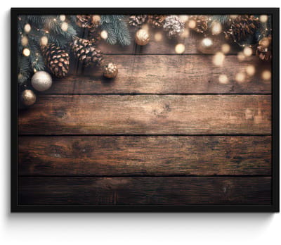 Poster in lijst - Fotolijst 80x60 cm - Posters - Kerstdecoratie - Houten - Dennenappel - Bruin - Posterlijst zwart - Decoratie - Wanddecoratie woonkamer - Muurdecoratie slaapkamer - Kerstversiering - Kerstdecoratie voor binnen - Kerstmis