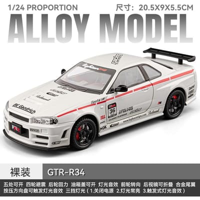 Jdm 1:24 Nissan Skyline Gtr R34 Hoge Prestaties Sportcoupé Legering Diecast Modelauto Simulatie Ornamenten Vakantiecadeau Cadeaus