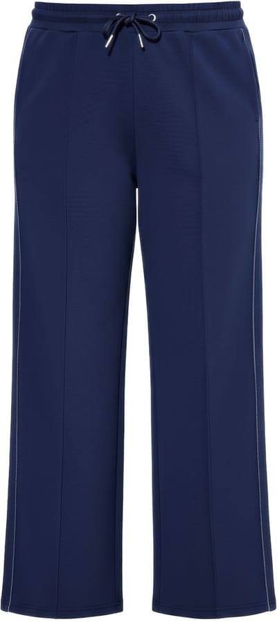 Studio Untold - Dames - Joggingbroek wijde pijpen gebiesde streep hoge taille - Marine - Maat 42+