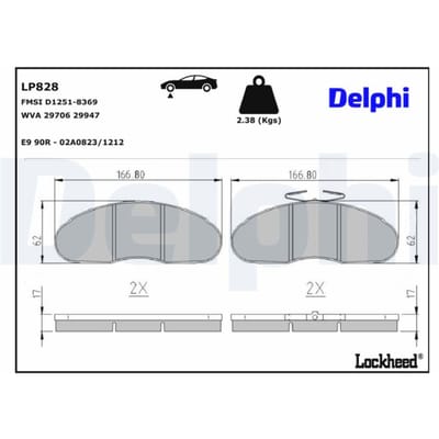 Remblokset DELPHI LP828, voor