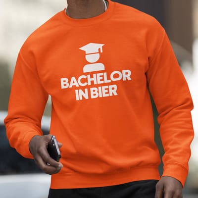 Oranje Koningsdag Sweater Bachelor In Bier - MAAT XS - Feestkleding & Carnavalskleding