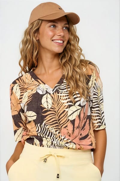 MI PIACE - Travel Top Botanical Print Espresso 202271 - Maat : XS