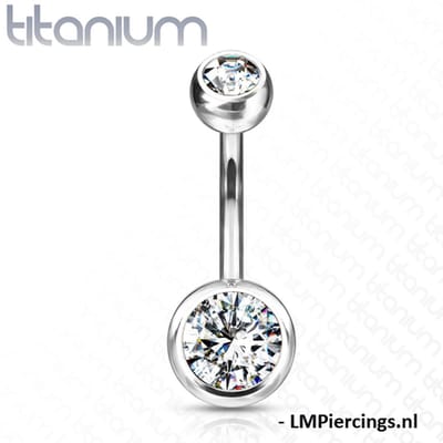 Piercing titanium steen 1.6x12x8 - zilver wit - LMPiercings