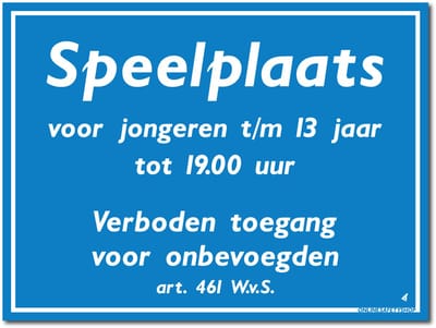 Speelplaats bord - Gebod - Forex - 40 x 30 cm - Weerbestendig