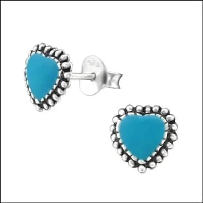 Aramat Jewels | Oorbellen | Zilveren Hartje Oorstekers – 925 Zilver -Emaille | Rood Glitter-9mm | |7mm | Zilver | Kinderen, Volwassenen | Verkleurd niet