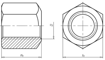 Wurth - DIN 6330 staal 10 verzinkt - Zeskantmoer, 1.5xd hoog DIN 6330, staal 10, verzinkt, blauw gepassiveerd (A2K) - x 100 st