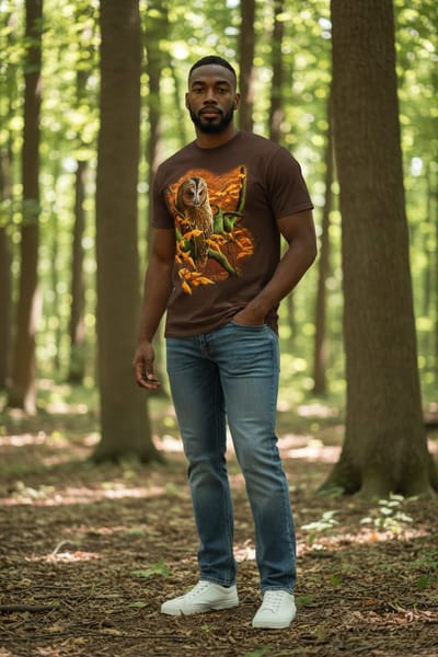 Bosuil Uilen Autumn Tawny Owl The Coloured House T-shirt M