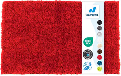FLOORDIREKT Badmat SKY - Badmat in Vierkant & Rond - Antisliprug - Bessenrood - 50 x 80 cm