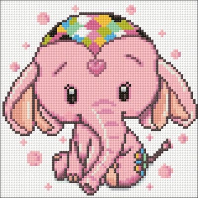 Wizardi Diamond Painting Kit WD2480 - Pink Elephant