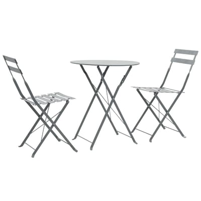 vidaXL - 3-delige - Bistroset - staal - grijs