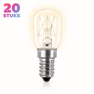 20x Mini Gloeilamp E14 - 15W - Warm Wit Licht (2700K) - 110 lm - 1 jaar - Dimbaar - Geschikt voor koelkast, afzuigkap, naaimachine