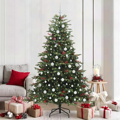 vidaXL - Kunstkerstboom - Groen - 210 - cm - PVC - en - Metaal - en - Plastic