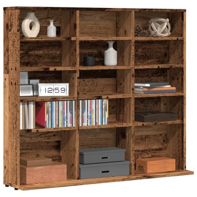 vidaXL - Cd-kast - 100x23x89,5 - cm - bewerkt - hout - oud - houtkleurig