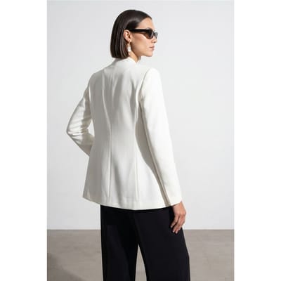 Dames Slim Fit Crepe Blazer Jas