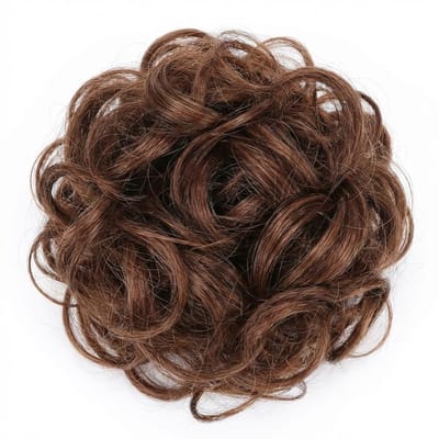 Bruin rood haarstukje dames – krullend haar scrunchie – haar bun extensie – volumineuze kunsthaar haar donut – natuurlijk ogend opsteekkapsel – model 30T4