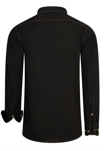 Slim fit overhemd met lange mouwen en contrasterende stiksels