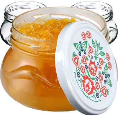 KADAX Kleine inmaakpotten, 300 ml, miniatuurpotten voor honing en specerijen, jampotten met deksel, luchtdichte potten om cadeau te geven (folklore 10 stuks)