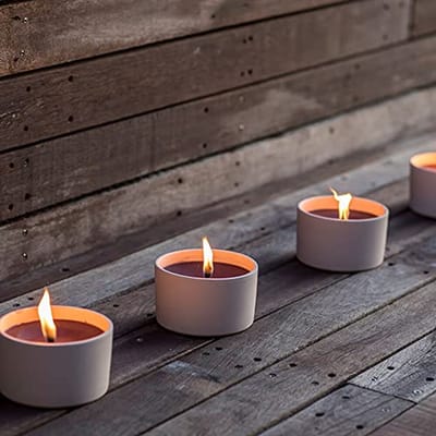Set van 4 outdoor vlamschalen - Zachte witte buitenkaarsen met lange brandduur
