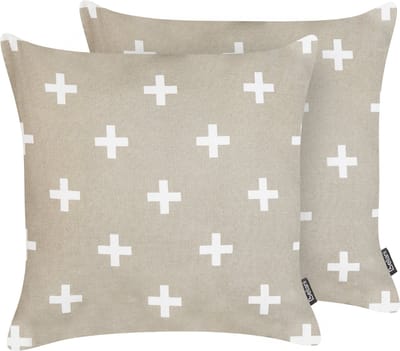 VELLEIA - Sierkussen set van 2 - Taupe - 45 x 45 cm - Katoen