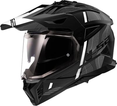 LS2 MX702 Pioneer II Hill Mat Zwart Wit Adventure Helm - Maat M - Helm
