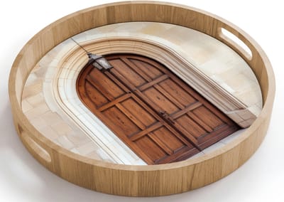 Dienblad rond 40x40 cm - Schootdienblad hout - Houten - Deur - Lantaarn - Borrelplank rechthoek - Plateau houten dienbladen