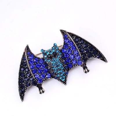 Broche en strass en forme d'animal de dessin animé de mode européenne et américaine, accessoires de broche en alliage de strass chauve-souris blue