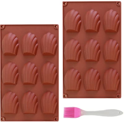Madeleines bakvorm siliconen, 9 holtes, schelpvormige siliconen vorm, anti-aanbaklaag, geschikt voor levensmiddelen, flexibel en duurzaam, voor madeleine, cake, chocolade, 285 x 168 x