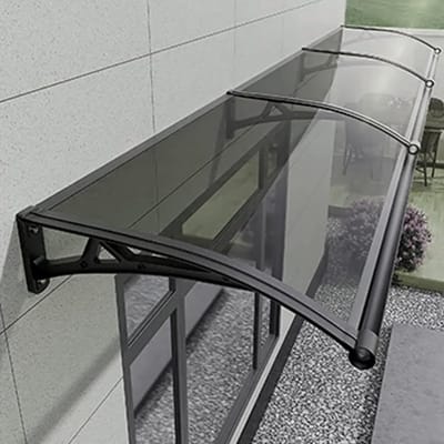 Aluminium Raamluifel - Deurluifel - Entree Beschermen - Stille Regenafvoer - 60x150cm - Grijs Zwart