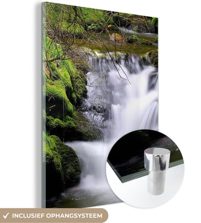 MuchoWow® Glasschilderij 30x40 cm - Schilderij acrylglas - Water - Natuur - Waterval - Foto op glas - Schilderijen