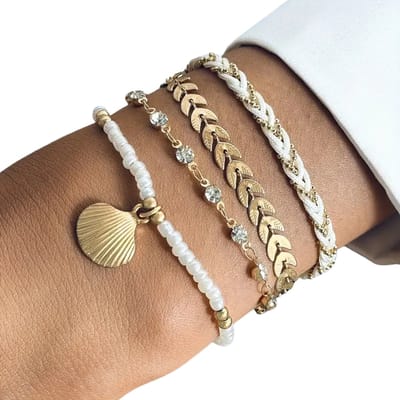 Livano Armband - Staal - Nep Zilver - Dames - Nep Goud - 4 Stuks