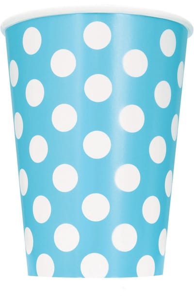 Unique Feestbekers Stippen 6 Stuks 350 Ml Lichtblauw/wit