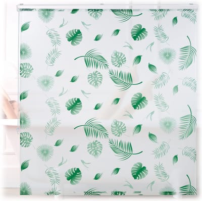 douchegordijn bladeren - 160 x 240 cm - waterafstotend - douche & badkuip - plafond & raam - wit-groen