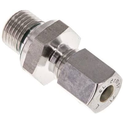 G 1/4'' Buitendraad x 6L RVS Rechte Knelfitting met FKM Afdichting 315 Bar DIN 2353 - FL2S-MO-STFP-014G-06-L