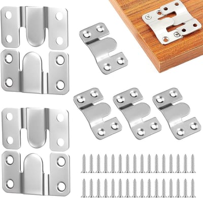 8 Delige RVS Interlock Foto Pendants met Verborgen Houders en Bevestigingsschroeven voor Foto's, Spiegels en Meubels