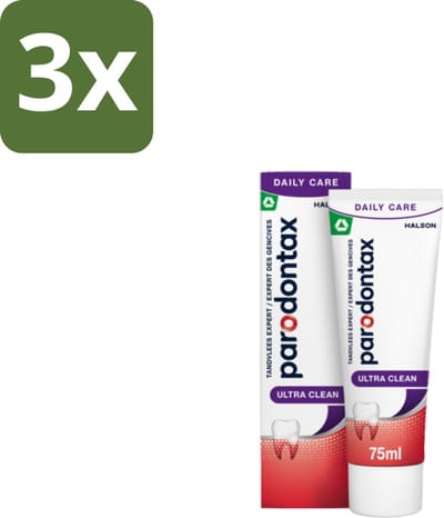 Parodontax Tandpasta bij Bloedend Tandvlees Ultra Clean 75 ml - Bulkverpakking - 3 stuks