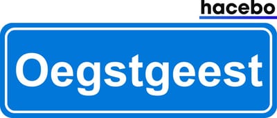 Hacebo - Plaatsnaam Sticker - 29x10 CM - Oegstgeest sticker - Verkeersborden sticker - grappige cadeaus - Oegstgeest