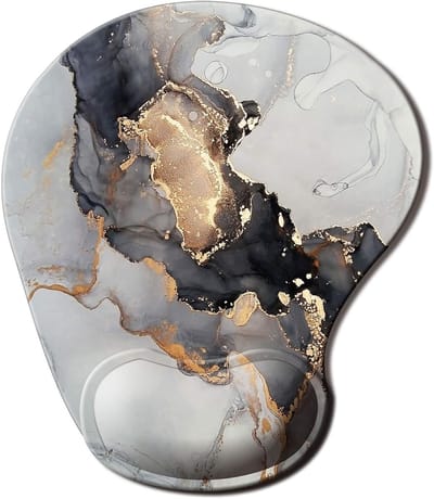 Ergonomische gaming muismat met polssteun, gel polssteun, antislip PU basis, ideaal voor computer en laptopgebruik, ink marbling design