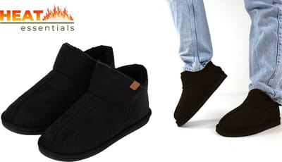 Heat Essentials - Pantoffels Heren - Zwart - 41/42 - Heren Pantoffels - Sloffen Heren - Ook als Dames Pantoffels beschikbaar