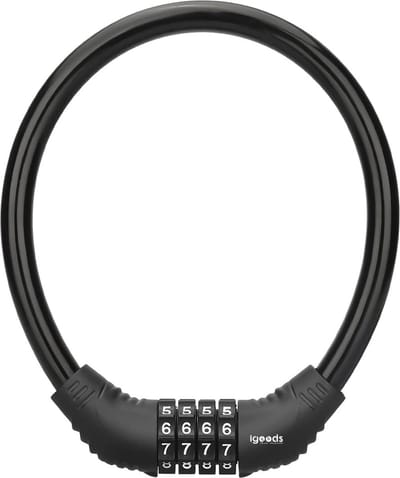 Igoods - Universeel Cijferslot - Fietsslot - Scooterslot - Kabelslot - Codeslot - 4 Cijfers - 60cm - Zwart